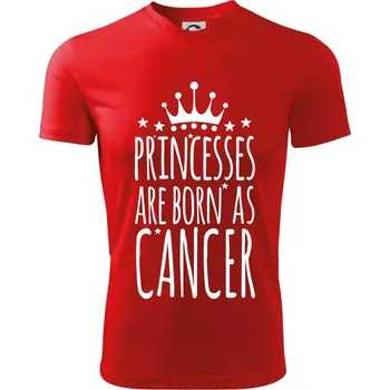 Chlapecké tričko Princesses are born as Cancer - Rak - Dětské triko sportovní (dresovina) - 134 cm/8 let ( Červená )