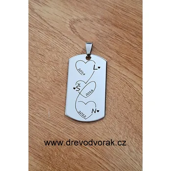 Přívěsek Přívěsek vojenská známka z nerezové oceli s gravírováním Varianta: Houslový klíč