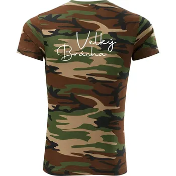 Pánské tričko Velký brácha - nápis na zádech - Army CAMOUFLAGE - M ( Hnědý maskáč )