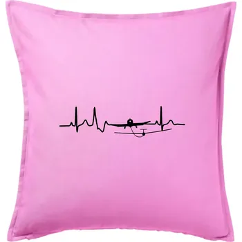 Polštář Ekg kluzák a letadlo - Polštář 50x50 - 50x50 - Včetně výplně ( Růžová )