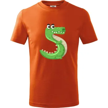 Chlapecké tričko Věk dítětě zvíře 5 - Tričko dětské bavlněné - 122 cm/6 let ( Oranžová )