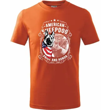Chlapecké tričko American Sheepdog - Tričko dětské bavlněné - 104-110cm / 3-4 roky ( Oranžová )