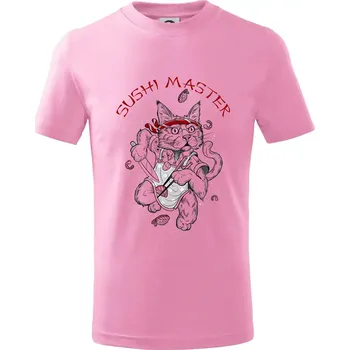 Chlapecké tričko Sushi master kočka - Tričko dětské bavlněné - 98 cm / 2 roky ( Růžová )