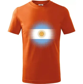 Argentina vlajka tečkovaná - Tričko dětské bavlněné - 98 cm / 2 roky ( Oranžová )