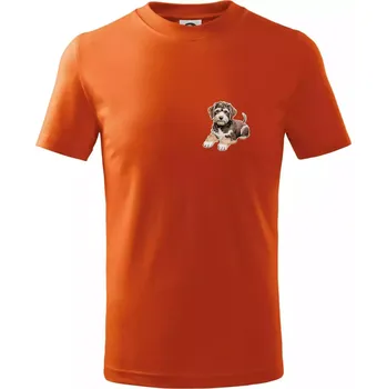 Chlapecké tričko Lagotto romagnolo ležicí vyšívaný na prsu - Tričko dětské bavlněné - 146 cm/10 let ( Oranžová )