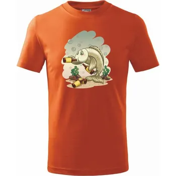 Chlapecké tričko Opilá ryba - Tričko dětské bavlněné - 98 cm / 2 roky ( Oranžová )
