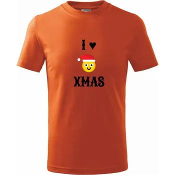 Chlapecké oblečení i love xmas smajlik - Tričko dětské bavlněné - 104-110cm / 3-4 roky ( Oranžová )