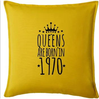 Polštář Queens are born in 1970 - Polštář 50x50 - 50x50 - Pouze potah ( Žlutá )