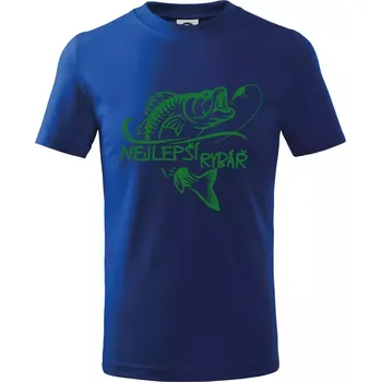 Chlapecké tričko Nejlepší rybář ryba na háčku - Tričko dětské bavlněné - 98 cm / 2 roky ( Královská modrá )