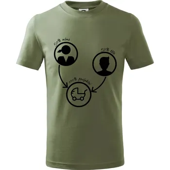 Chlapecké oblečení 50% máma 50% táta = 100 perfektní - Tričko dětské bavlněné - 98 cm / 2 roky ( Khaki )