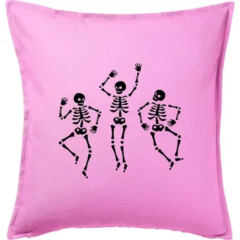 Polštář Tancující kostlivci - Polštář 50x50 - 50x50 - Včetně výplně ( Růžová )