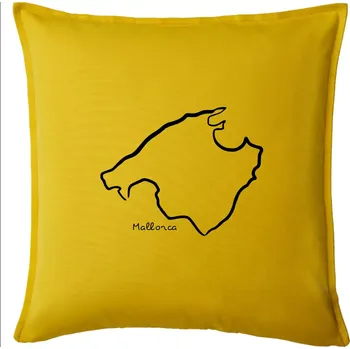 Polštář Mallorca - obrys ostrova - Polštář 50x50 - 50x50 - Pouze potah ( Žlutá )
