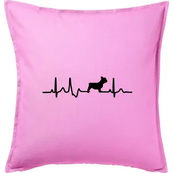 Polštář EKG Francouzský buldoček z boku - Polštář 50x50 - 50x50 - Pouze potah ( Růžová )