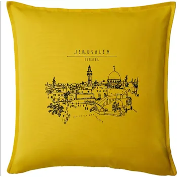 Polštář Kreslený Jeruzalém - Polštář 50x50 - 50x50 - Pouze potah ( Žlutá )