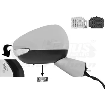 Auto zrcátko zpětné zrcátko, elektricky ovládané, vyhřívané, s blikačem el. skládací s vchodovým světlem s pamětí s pomocným dílem pro lakování (18 kolíků) P