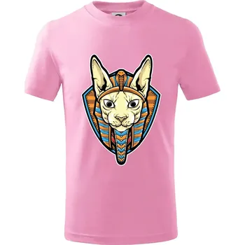 Egyptská kočka - Tričko dětské bavlněné - 98 cm / 2 roky ( Růžová )
