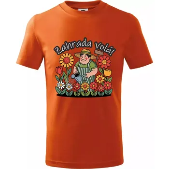 Chlapecké tričko Zahrada volá - zahradník a slunečnice - Tričko dětské bavlněné - 158 cm/12 let ( Oranžová )