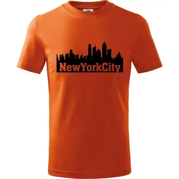 Chlapecké tričko New York City silueta - Tričko dětské bavlněné - 146 cm/10 let ( Oranžová )