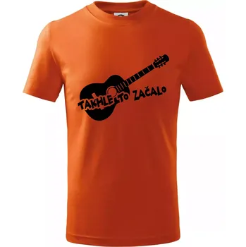 Chlapecké oblečení Kytara, takhle to všechno začalo - Tričko dětské bavlněné - 104-110cm / 3-4 roky ( Oranžová )