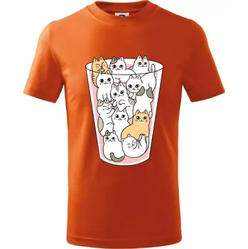Kočky ve sklenici - Tričko dětské bavlněné - 122 cm/6 let ( Oranžová )