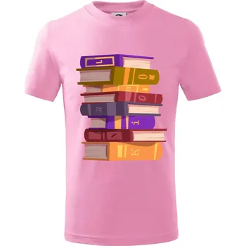 Chlapecké tričko Knihomol stojící knihy - Tričko dětské bavlněné - 146 cm/10 let ( Růžová )