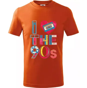 Chlapecké tričko I love 90s - srdce a kazeta - Tričko dětské bavlněné - 98 cm / 2 roky ( Oranžová )
