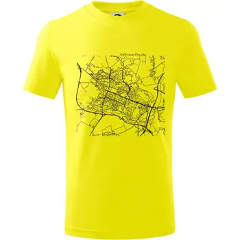 Mapy měst černobílé Ostrava Poruba - Tričko dětské bavlněné - 98 cm / 2 roky ( Citrónová )