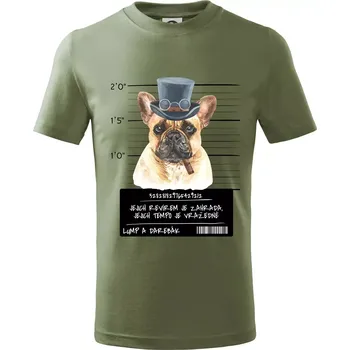 Dětská móda Lump a darebák francouzský buldoček - Tričko dětské bavlněné - 134 cm/8 let ( Khaki )
