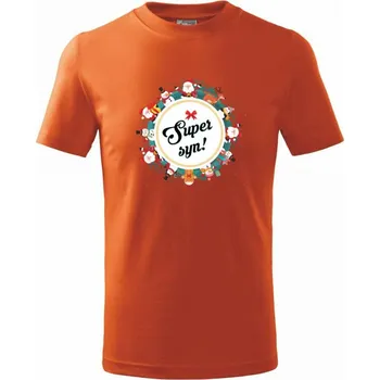 Chlapecké tričko Vánoce - Super syn - Tričko dětské bavlněné - 146 cm/10 let ( Oranžová )