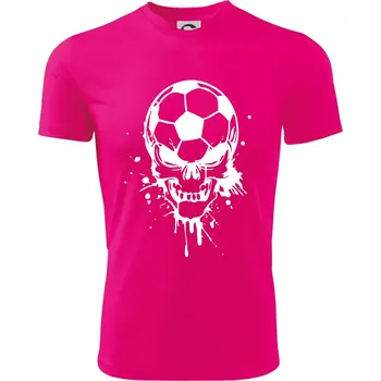 Chlapecké tričko Fotbal lebka splash - Dětské triko sportovní (dresovina) - 122 cm/6 let ( Neon Pink )