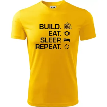 Chlapecké tričko Build eat sleep repeat - cihly - Dětské triko sportovní (dresovina) - 158 cm/12 let ( Žlutá )