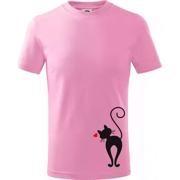 Chlapecké tričko Zamilovaná kočka zezadu - Tričko dětské bavlněné - 98 cm / 2 roky ( Růžová )