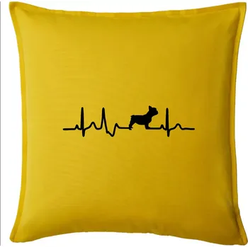 Polštář EKG Francouzský buldoček z boku - Polštář 50x50 - 50x50 - Pouze potah ( Žlutá )