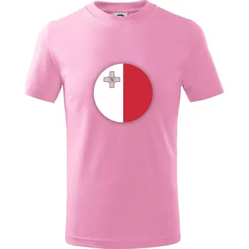 Chlapecké oblečení Vlajka Malta kulatá velká - Tričko dětské bavlněné - 98 cm / 2 roky ( Růžová )
