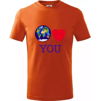 Chlapecké tričko Svět Tě miluje world loves you (Moňas) - Tričko dětské bavlněné - 98 cm / 2 roky ( Oranžová )