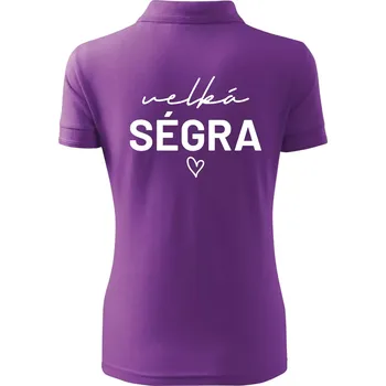 Velká ségra - nápis na prsou - Polokošile dámská Pique Polo - L ( Fialová )