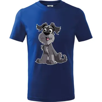 Chlapecké tričko Knírač kreslený sedící - Tričko dětské bavlněné - 98 cm / 2 roky ( Královská modrá )