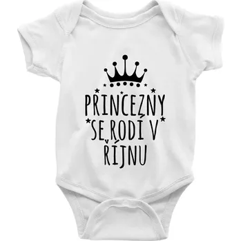 Kojenecký body Princezny se rodí v říjnu - Body kojenecké s krátkým rukávem - Krátký r. do 3 měs ( Bílá )