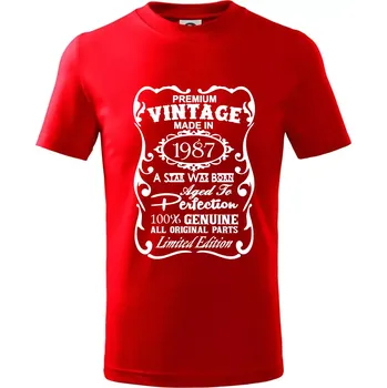 Chlapecké tričko Vintage Etiketa - 1987 - Tričko dětské bavlněné - 98 cm / 2 roky ( Červená )