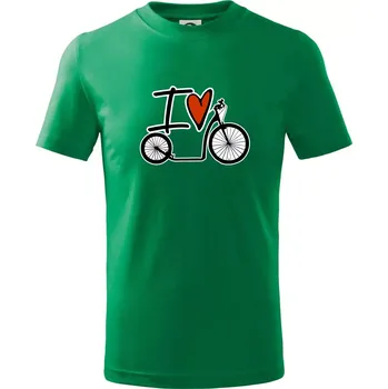Chlapecké tričko I love koloběžka velké a malé kolo - Tričko dětské bavlněné - 98 cm / 2 roky ( Středně zelená )