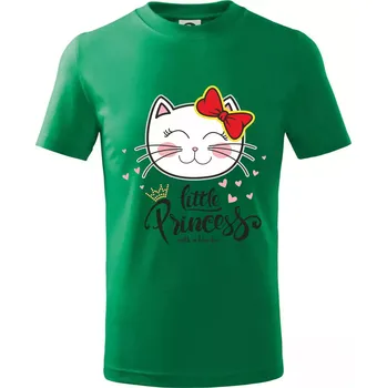 Kočka little princess - Tričko dětské bavlněné - 98 cm / 2 roky ( Středně zelená )