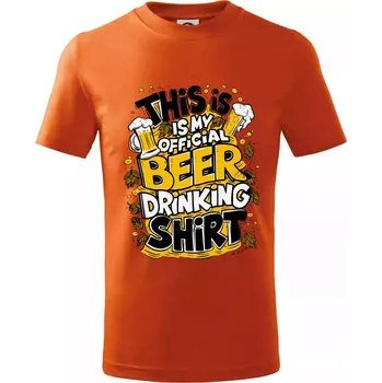 Chlapecké oblečení This Is My Official Drinking Shirt - chmel - Tričko dětské bavlněné - 134 cm/8 let ( Oranžová )