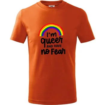 Chlapecké tričko Im queer and have no fear - Tričko dětské bavlněné - 134 cm/8 let ( Oranžová )