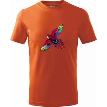 Chlapecké tričko Papoušek kreslený letící - Tričko dětské bavlněné - 122 cm/6 let ( Oranžová )