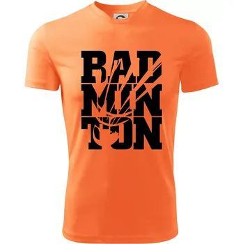 Badminton nápis - Dětské triko sportovní (dresovina) - 158 cm/12 let ( Neon mandarine )