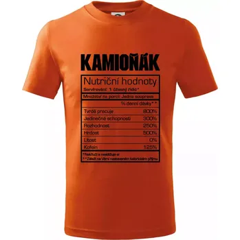 Nutriční hodnoty - Kamioňák - Tričko dětské bavlněné - 134 cm/8 let ( Oranžová )