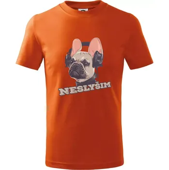 Chlapecké tričko Francouzský buldoček neslyším - Tričko dětské bavlněné - 134 cm/8 let ( Oranžová )