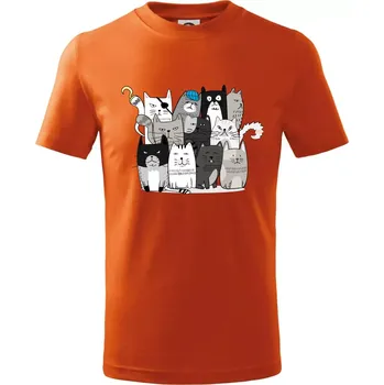 Chlapecké oblečení Kočky co nejsou tak úplně veselé - Tričko dětské bavlněné - 98 cm / 2 roky ( Oranžová )