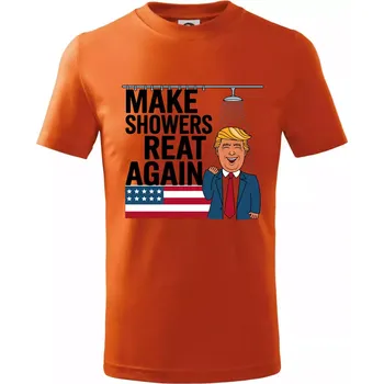 Trump make showers great again - Tričko dětské bavlněné - 134 cm/8 let ( Oranžová )