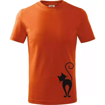 Chlapecké oblečení Zamilovaná kočka zezadu - Tričko dětské bavlněné - 122 cm/6 let ( Oranžová )